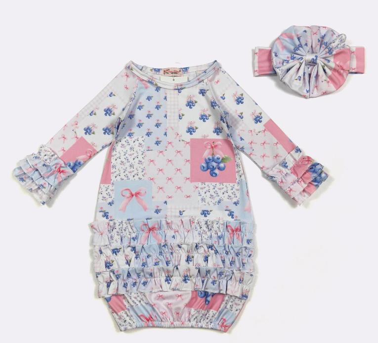 Blueberry Patch Baby Gown