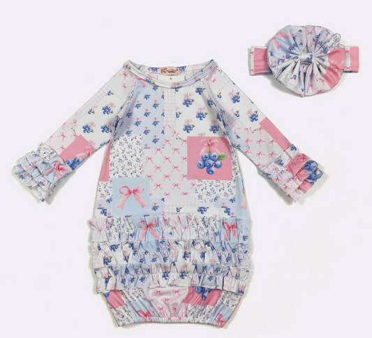 Blueberry Patch Baby Gown