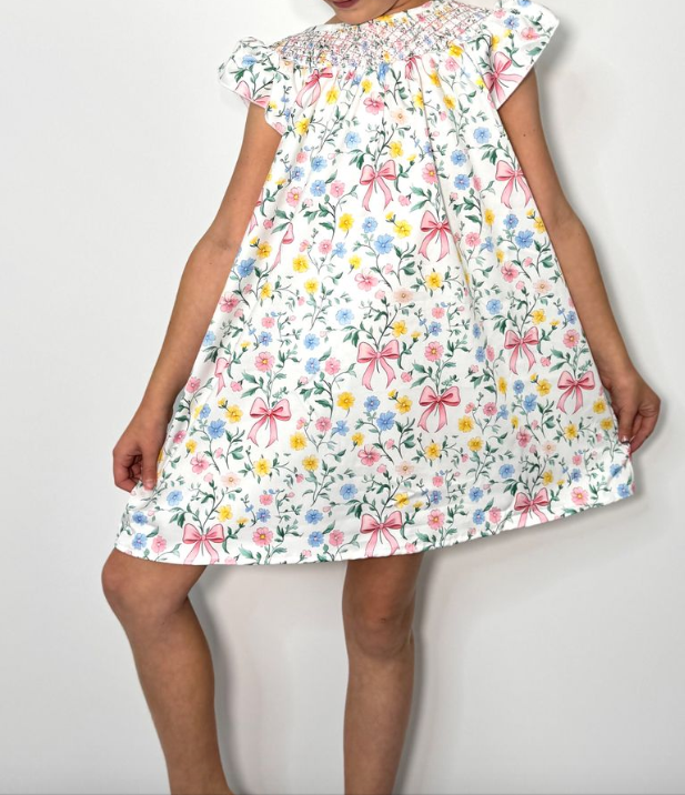 Bow Garden Smocked Girls Dress