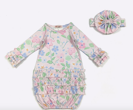Wild Pansy Baby Gown