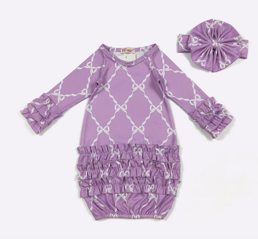 Plum Coquette Baby Gown