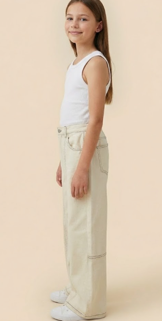 Girls Stitch Detail Stretch Straight Leg Pants