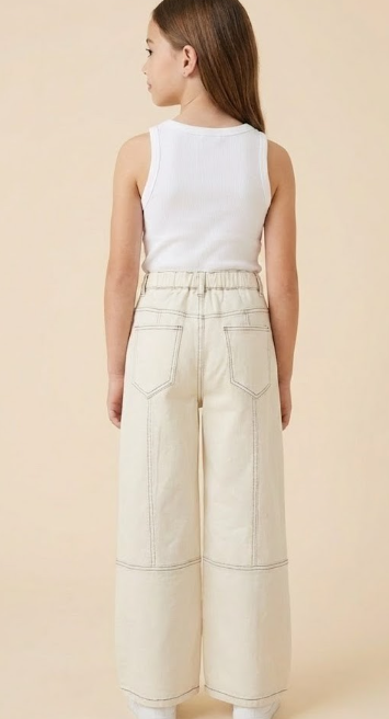 Girls Stitch Detail Stretch Straight Leg Pants