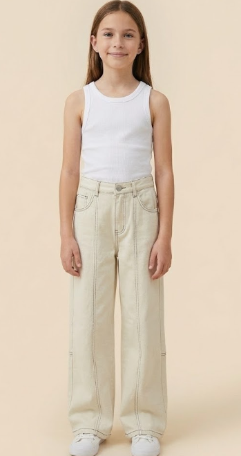 Girls Stitch Detail Stretch Straight Leg Pants