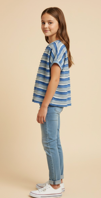 Girls Textured Multi Stripe Knit Boxy Tank