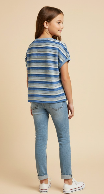 Girls Textured Multi Stripe Knit Boxy Tank