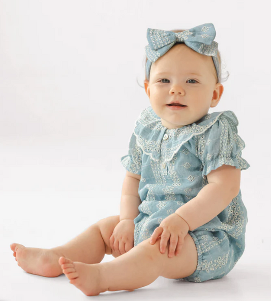 Delicate Blue Short Sleeve Romper