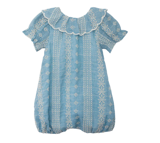 Delicate Blue Short Sleeve Romper