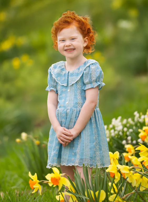 Delicate Blue Short Sleeve Dress