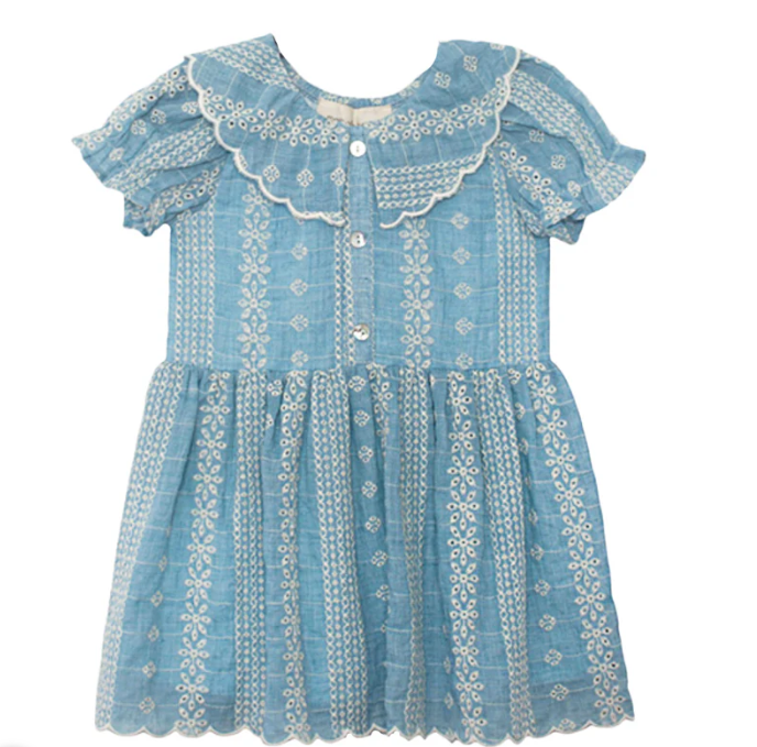 Delicate Blue Short Sleeve Dress