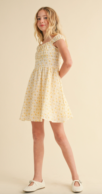 Tween Kids Girls Corset Ruched Shoulder Mini Dress