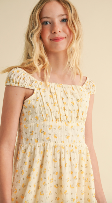 Tween Kids Girls Corset Ruched Shoulder Mini Dress