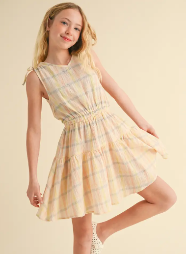 Tween Kids Girls Ruched Shoulder Sundress