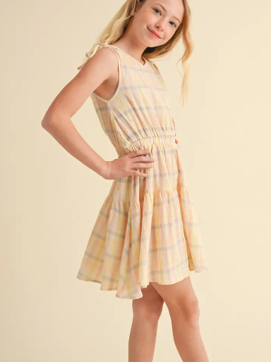 Tween Kids Girls Ruched Shoulder Sundress