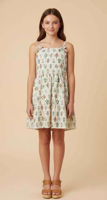 Girls Wallpaper Block Print Detail Poplin Dress
