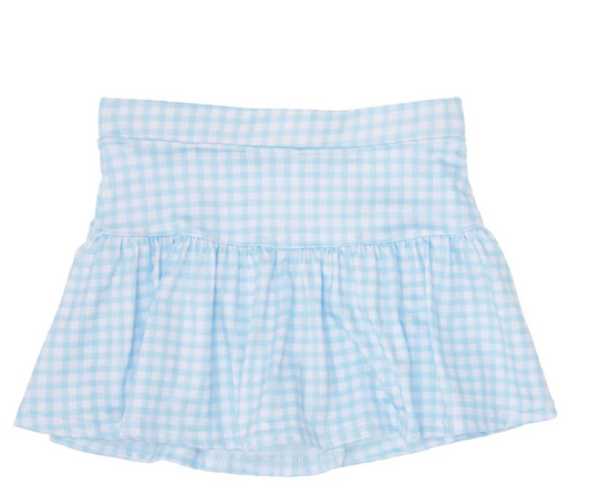 BLUE GINGHAM GATHERED SKORT
