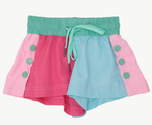 PINKS AND BLUES COLOR BLOCK SHORT