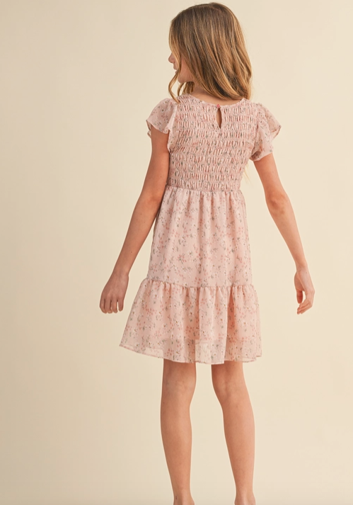 Tween Kids Girls Smocked Flounce Dress