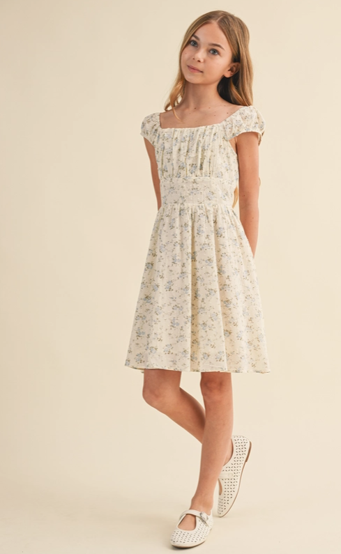 Tween Girls Kids Ruched Shoulder Mini Dress