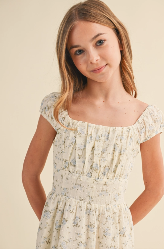 Tween Girls Kids Ruched Shoulder Mini Dress