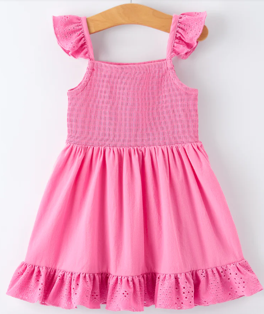 Pink Girl Smocked Ruffle Dress