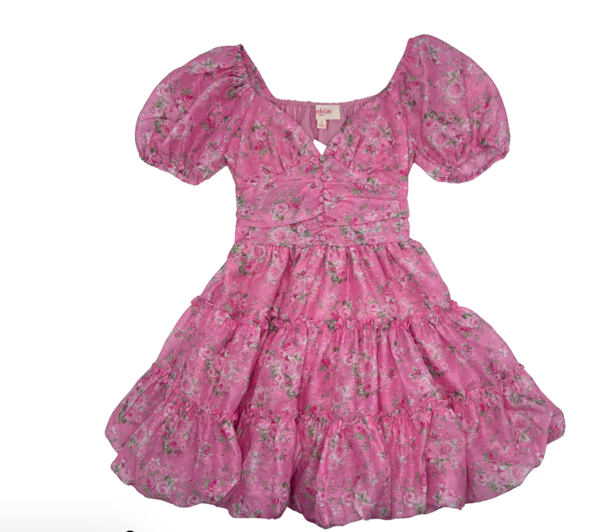 Floral Printed front button bubble hem mini dress