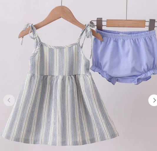 BLUE STRIPE BLOOMER SET