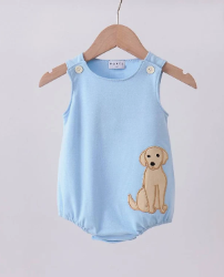 Blue Puppy Applique Bubble