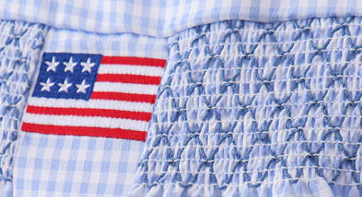 BLUE FLAG SMOCKED RUFFLE DRESS