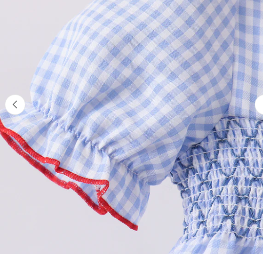 BLUE FLAG SMOCKED RUFFLE BUBBLE