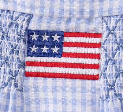 BLUE FLAG SMOCKED RUFFLE BUBBLE