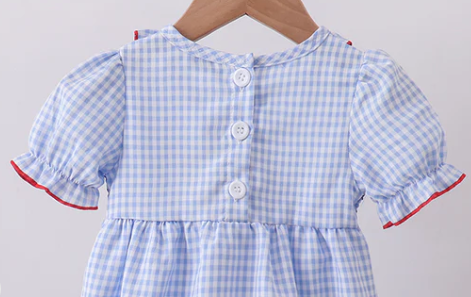 BLUE FLAG SMOCKED RUFFLE BUBBLE