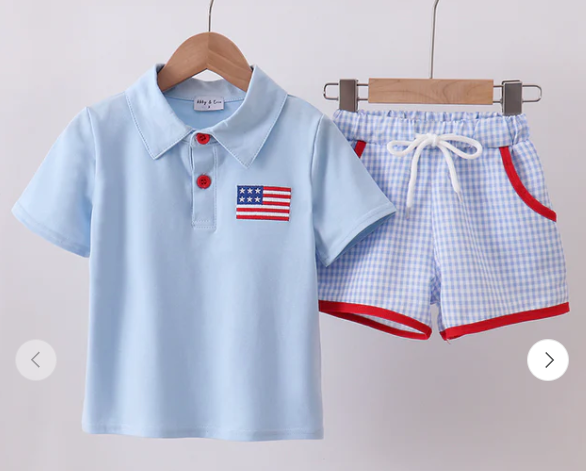 BLUE FLAG SMOCKED SHORTS SET