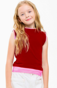 Red Color Blocked Sleeveless Layered Top