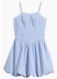 Baby Blue and White Bubble Hem Dress