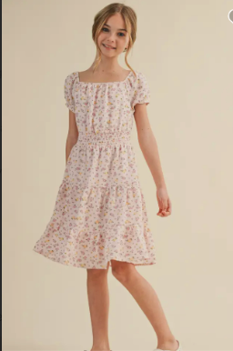 Tween Girls Kids Smocked Tiered Midi Dress