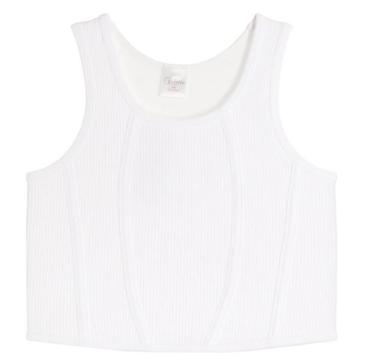 Ribbed Sleeveless Top in White