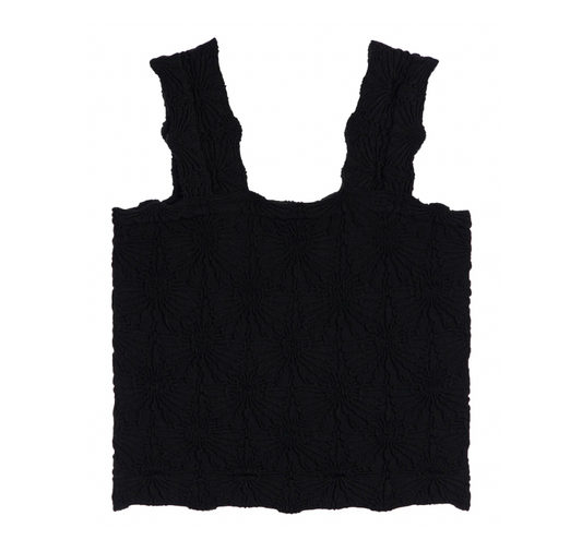 Seamless Floral Textured Tank in Black