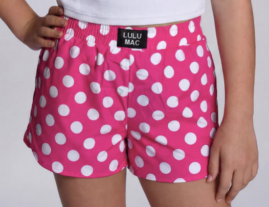 LuLu Mac Hot Pink Polka Dot KIDS SHORTS