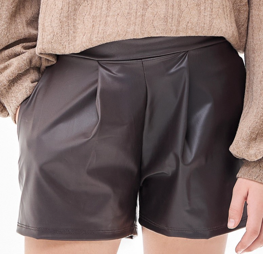 Chocolate Leather Shorts