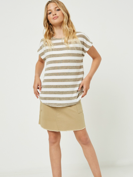 Girls Heathered Stripe Knit Oversized Top
