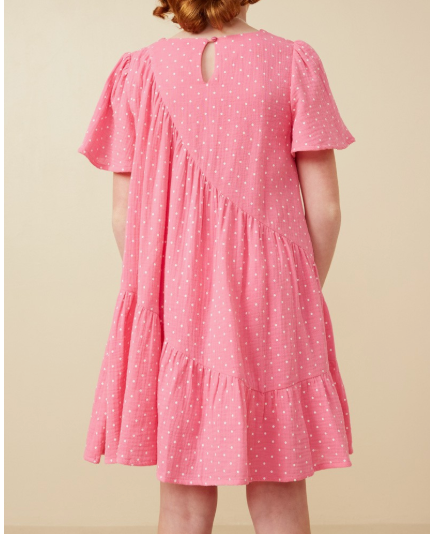 Girls Textured Polka Dot Gauze Asymmetric