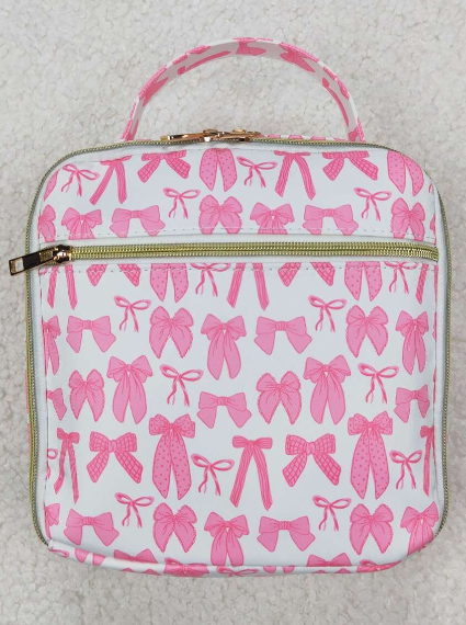 Pink Bow Kids Girls Lunch Box Bag
