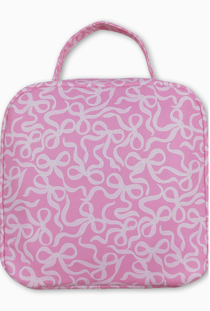 Pink Plaid Ruffle Bow Kids Girls Lunch Box Bag