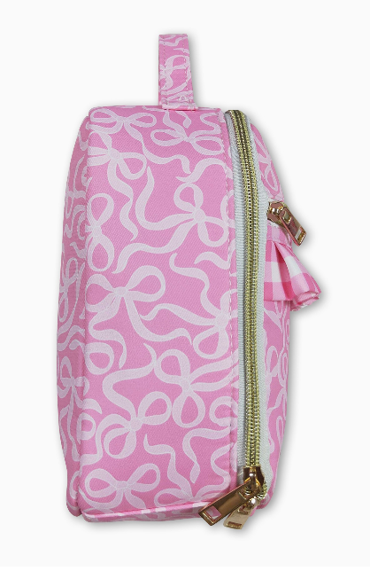 Pink Plaid Ruffle Bow Kids Girls Lunch Box Bag