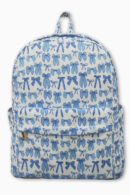 Light Blue Bow Kids Girls Backpack