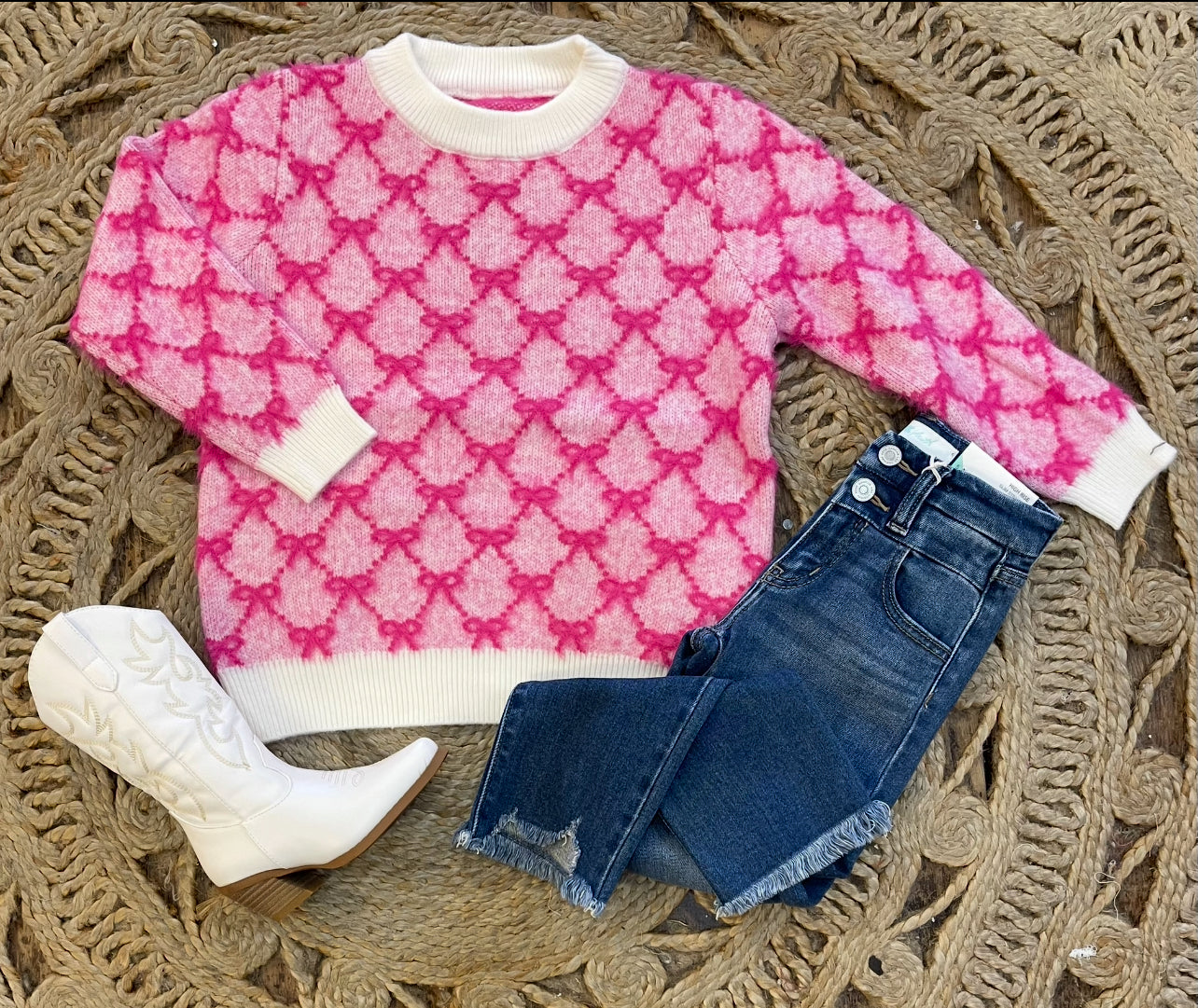 Pink Bow Sweater in Hot Pink