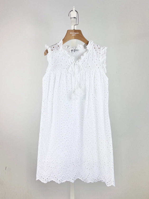 Cotton and English Embroidery Dress in White