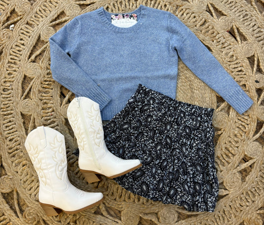 Blue knitted sweater