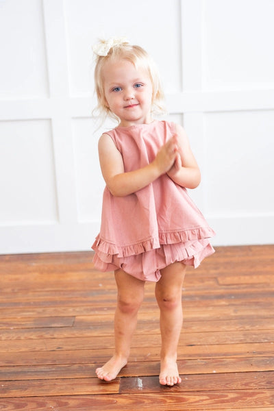 Blush Top with Ruffle Detail & Diaper Cover Set